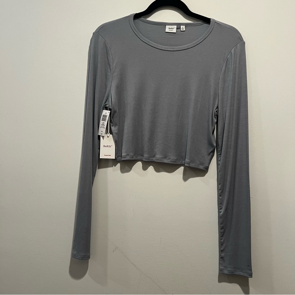 Aritzia Sundays Best ReRib long sleeve crop top